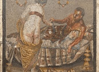 Il cold case del mosaico con la coppia di amanti restituito a Pompei