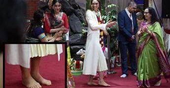 Kate rompe il protocollo e balla a piedi nudi per la festa indù