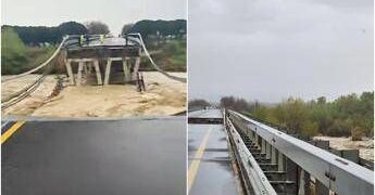 Maltempo, crolla ponte sul fiume Trigno: traffico interrotto sull’Adriatica tra Abruzzo e Molise