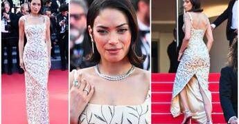 Cannes, Elodie sul tappeto rosso con un look da diva d’altri tempi
