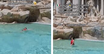 Roma, si tuffa nella fontana di Trevi e poi si vanta sui social. Multa da 450 euro per una turista