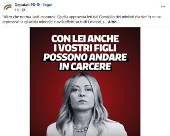 ‘Con Meloni i vostri figli possono andare in carcere’: lo slogan choc del Pd sulla giustizia