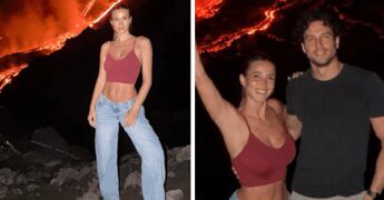 Diletta Leotta, la foto davanti all’Etna in eruzione scatena la polemica: “Cattivo esempio”