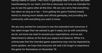 Rockstar Games risponde ai leak di GTA VI, confermati la presentazione ufficiale e il lancio a novembre