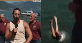 Mario Acampa, inviato di Camper, si spoglia e si getta nel lago in diretta tv: “Grazie a tutti”